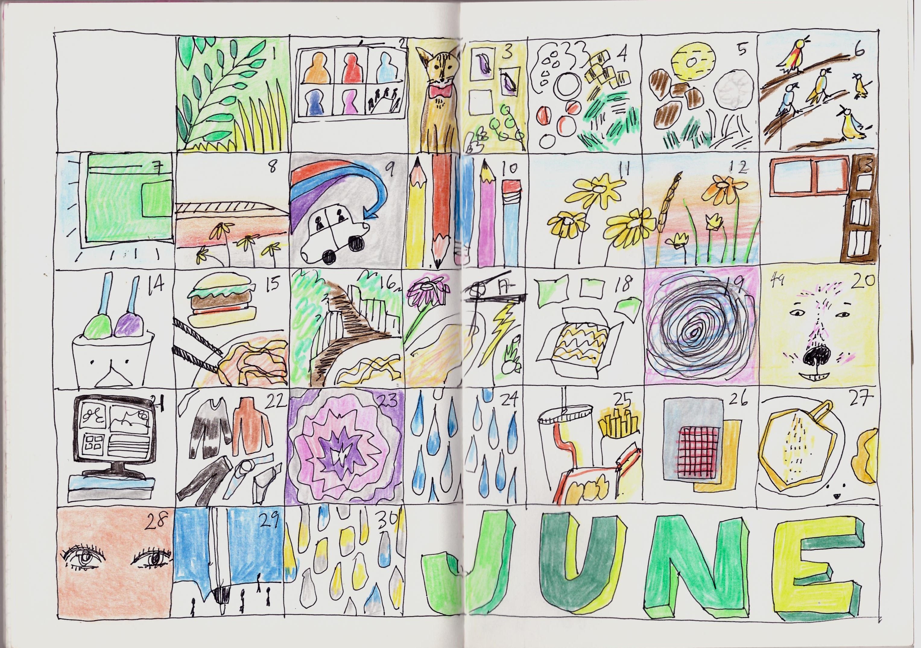 Summer doodle calendar
