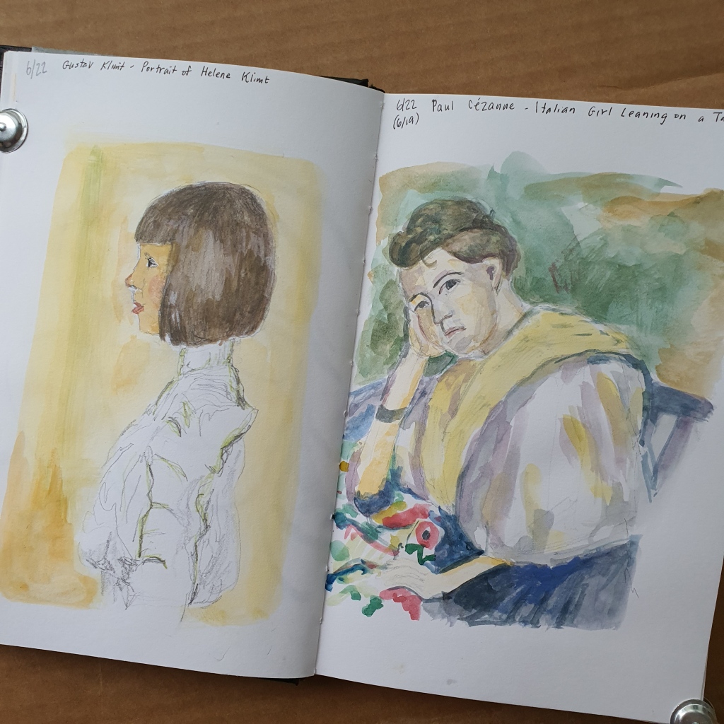 Watercolor studies of Klimt and Cezanne