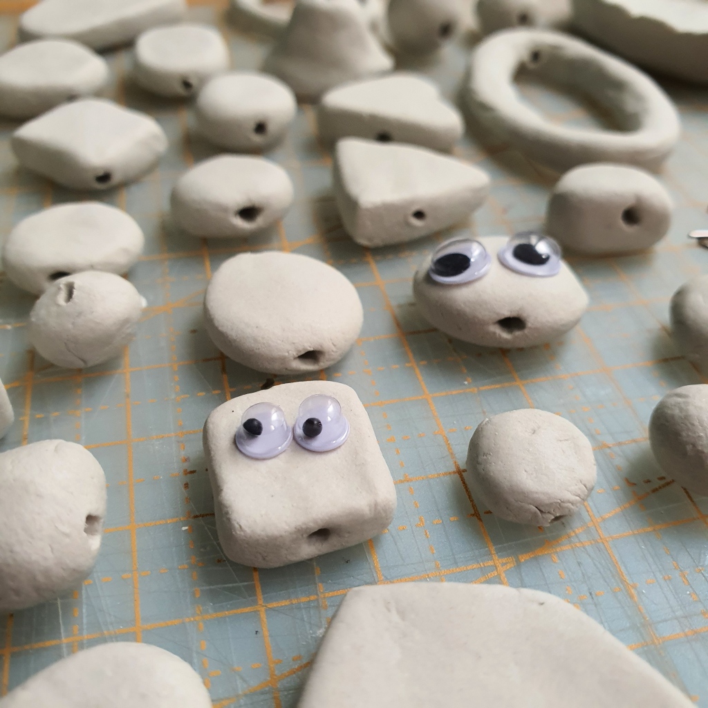 clay beads googly eyes